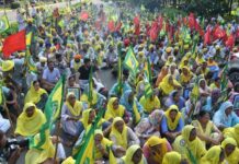 किसानों ने सेक्टर-34 में कीं सड़कें जाम, यातायात व्यवस्था चरमराई, मटका चौक पर किसानों को रोका