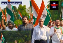 नंगल में देश के सैनिकों के समर्थन में निकाली गई तिरंगा यात्रा कांग्रेसी नेता अच्छर शर्मा के नेतृत्व में सैकड़ों युवाओं ने लिया भाग।