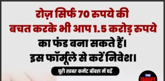 रोज़ सिर्फ 70 रुपये की बचत करके भी आप 1.5 करोड़ रुपये का फंड बना सकते हैं। इस फॉर्मूले से करें निवेश।