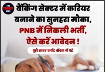 बैंकिंग सेक्टर में करियर बनाने का सुनहरा मौका, PNB में निकली भर्ती, ऐसे करें आवेदन !