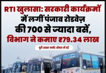 RTI खुलासा: सरकारी कार्यक्रमों में लगीं पंजाब रोडवेज़ की 700 से ज्यादा बसें, विभाग ने कमाए ₹79.34 लाख