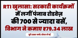 RTI खुलासा: सरकारी कार्यक्रमों में लगीं पंजाब रोडवेज़ की 700 से ज्यादा बसें, विभाग ने कमाए ₹79.34 लाख