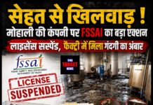 सेहत से खिलवाड़ ! मोहाली की कंपनी पर FSSAI का बड़ा एक्शन, लाइसेंस सस्पेंड, फैक्ट्री में मिला गंदगी का अंबार