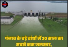 पंजाब के बड़े बांधों में 20 साल का सबसे कम जलस्तर, कमजोर मानसून से सिंचाई और पानी का संकट गहराया