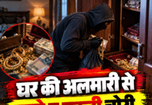 घर की अलमारी से गहने व नकदी चोरी, मामला दर्ज