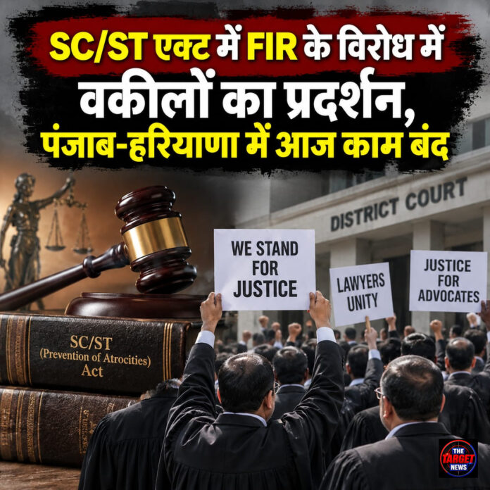 SC/ST एक्ट में FIR के विरोध में वकीलों का प्रदर्शन, पंजाब-हरियाणा में आज काम बंद SC/ST एक्ट में FIR के विरोध में वकीलों का प्रदर्शन, पंजाब-हरियाणा में आज काम बंद