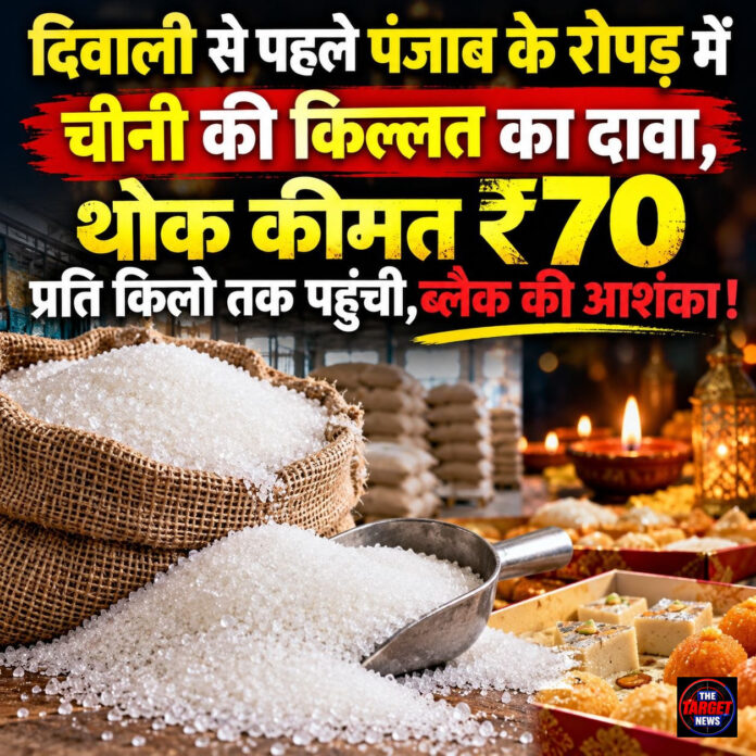 दिवाली से पहले पंजाब के रोपड़ में चीनी की किल्लत का दावा,थोक कीमत ₹70 प्रति किलो तक पहुंची,ब्लैक की आशंका ! दिवाली से पहले पंजाब के रोपड़ में चीनी की किल्लत का दावा,थोक कीमत ₹70 प्रति किलो तक पहुंची,ब्लैक की आशंका !