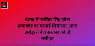 पंजाब में परविंदर सिंह झोटा हत्याकांड पर गरमाई सियासत, अमन अरोड़ा ने केंद्र सरकार को दी नसीहत पंजाब में परविंदर सिंह झोटा हत्याकांड पर गरमाई सियासत, अमन अरोड़ा ने केंद्र सरकार को दी नसीहत