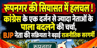 रूपनगर की सियासत में हलचल ! कांग्रेस के एक दर्जन से ज्यादा नेताओं के पाला बदलने की चर्चा, BJP नेता की सक्रियता ने बढ़ाई राजनीतिक सरगर्मी रूपनगर की सियासत में हलचल ! कांग्रेस के एक दर्जन से ज्यादा नेताओं के पाला बदलने की चर्चा, BJP नेता की सक्रियता ने बढ़ाई राजनीतिक सरगर्मी