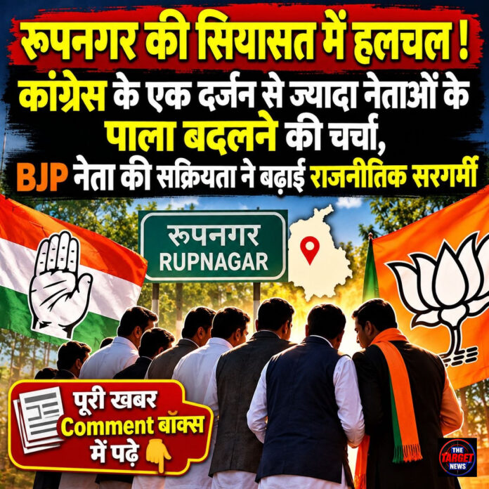 रूपनगर की सियासत में हलचल ! कांग्रेस के एक दर्जन से ज्यादा नेताओं के पाला बदलने की चर्चा, BJP नेता की सक्रियता ने बढ़ाई राजनीतिक सरगर्मी रूपनगर की सियासत में हलचल ! कांग्रेस के एक दर्जन से ज्यादा नेताओं के पाला बदलने की चर्चा, BJP नेता की सक्रियता ने बढ़ाई राजनीतिक सरगर्मी